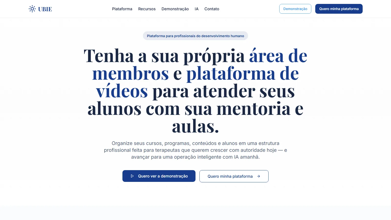 Tela do projeto Plataforma de Membros UBIE