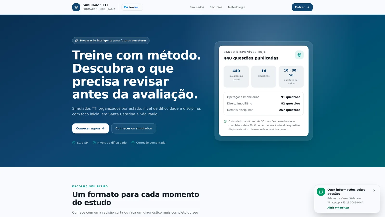Tela do projeto Simulador TTI para Corretores de Imóveis